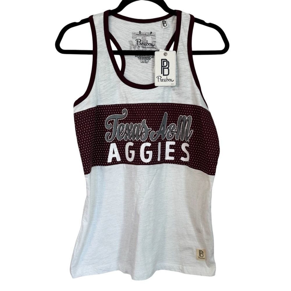 Pressbox Women’s Texas A&M Tracy Slub Scoop neck Racerback Tank Top Sz S NWT